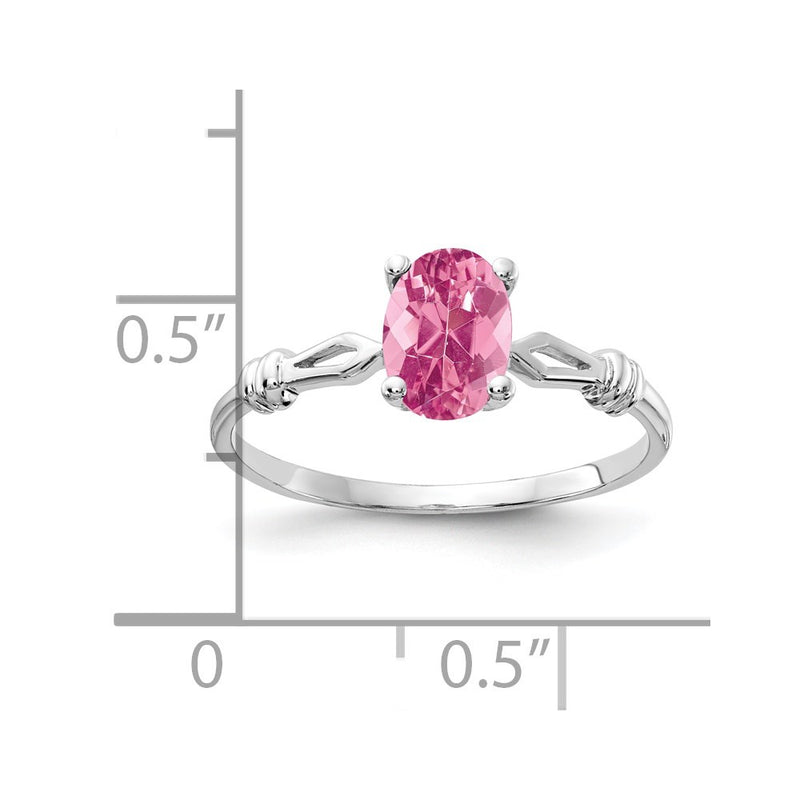 14k White Gold 7x5mm Oval Pink Tourmaline Ring