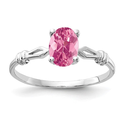14k White Gold 7x5mm Oval Pink Tourmaline Ring