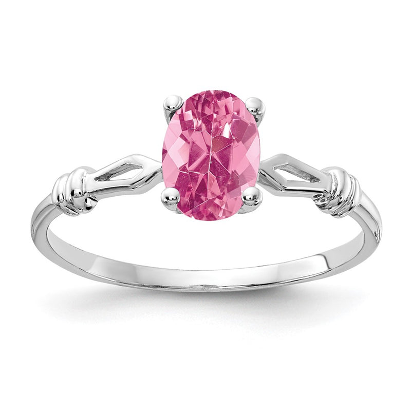14k White Gold 7x5mm Oval Pink Tourmaline Ring