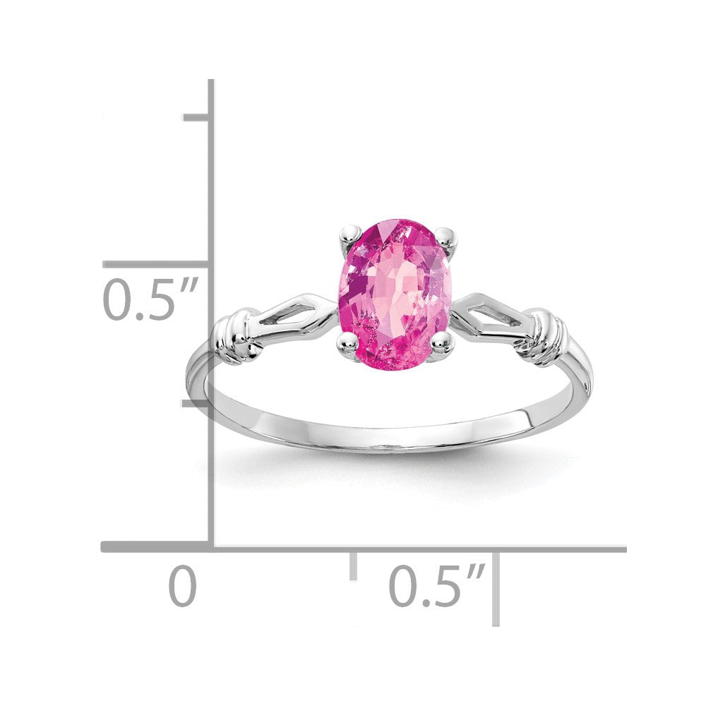 14k White Gold 7x5mm Oval Pink Sapphire Ring