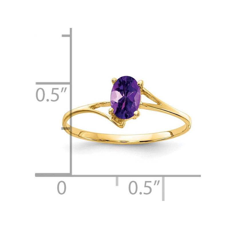 14K Yellow Gold 6x4mm Oval Amethyst ring