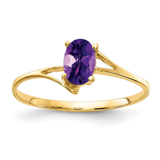 14K Yellow Gold 6x4mm Oval Amethyst ring