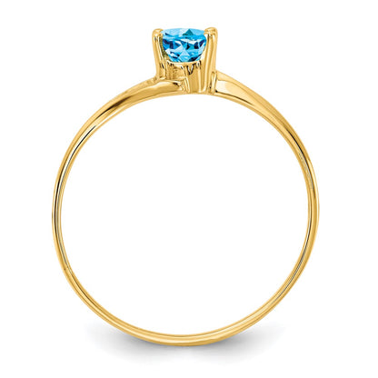 14K Yellow Gold 6x4mm Oval Blue Topaz ring