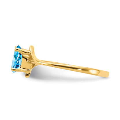 14K Yellow Gold 6x4mm Oval Blue Topaz ring