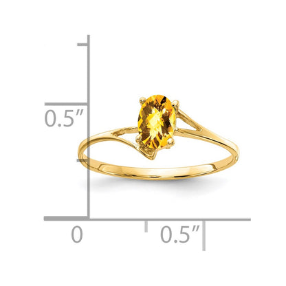 14K Yellow Gold 6x4mm Oval Citrine Checker ring