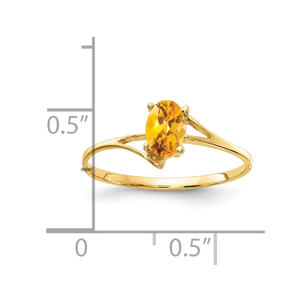 14K Yellow Gold 6x4mm Oval Citrine ring