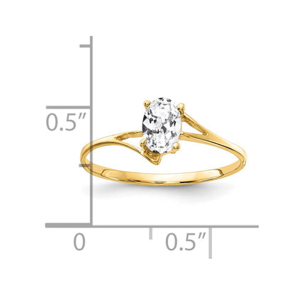 14K Yellow Gold 6x4mm Oval Cubic Zirconia ring