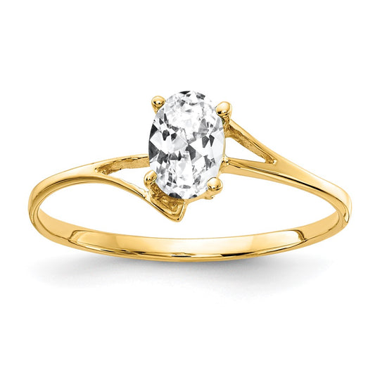 14K Yellow Gold 6x4mm Oval Cubic Zirconia ring