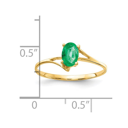 14K Yellow Gold 6x4mm Oval Emerald ring