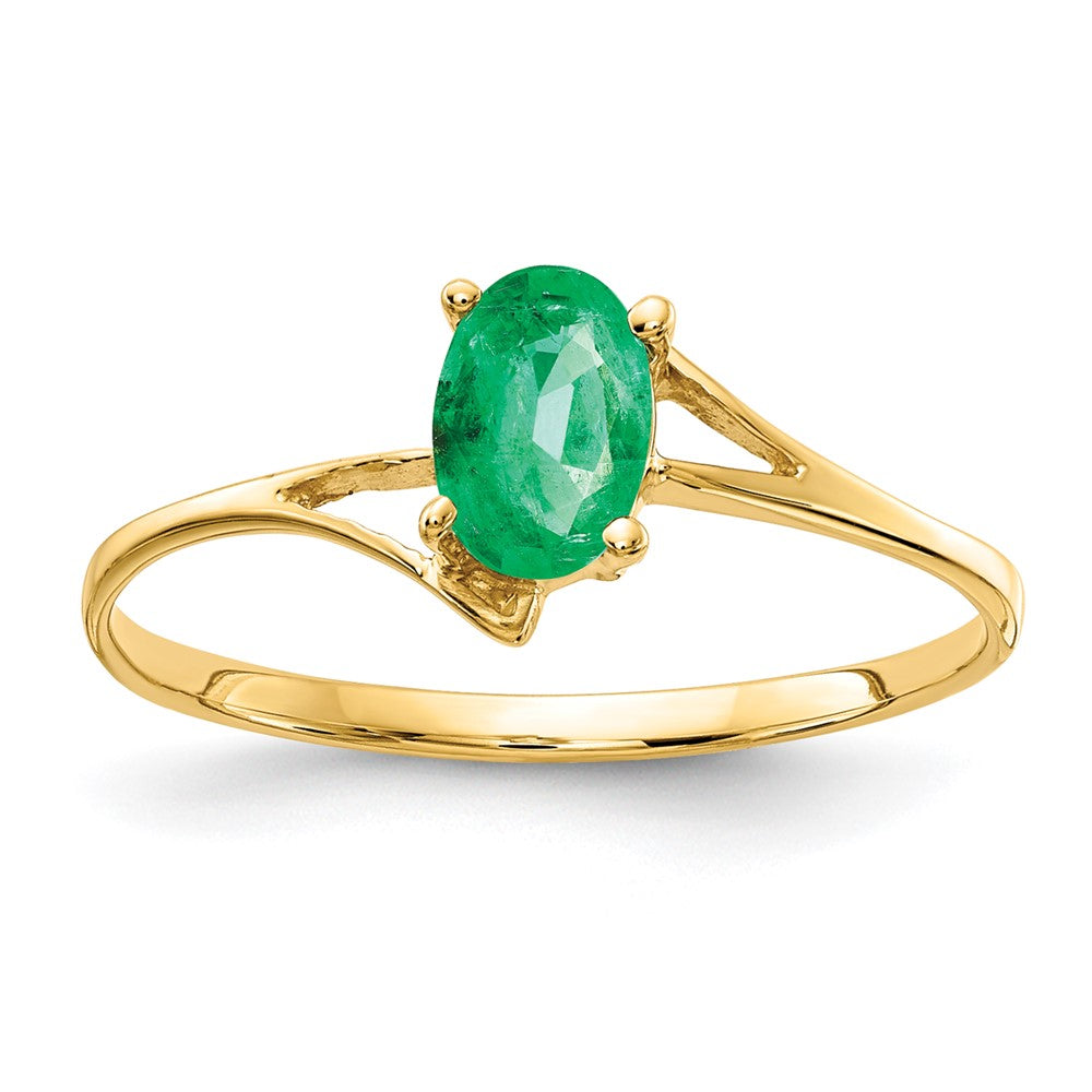 14K Yellow Gold 6x4mm Oval Emerald ring