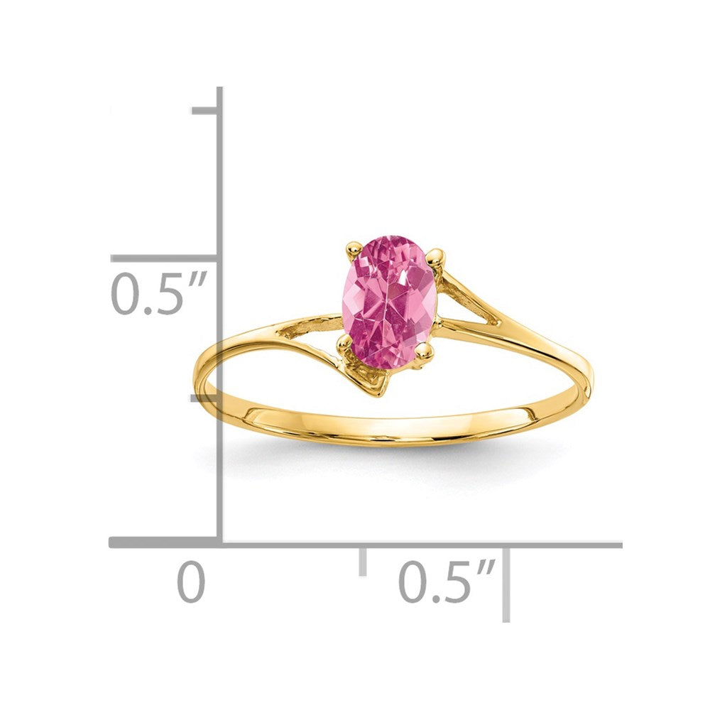14k Yellow Gold 6x4mm Oval Pink Tourmaline Ring