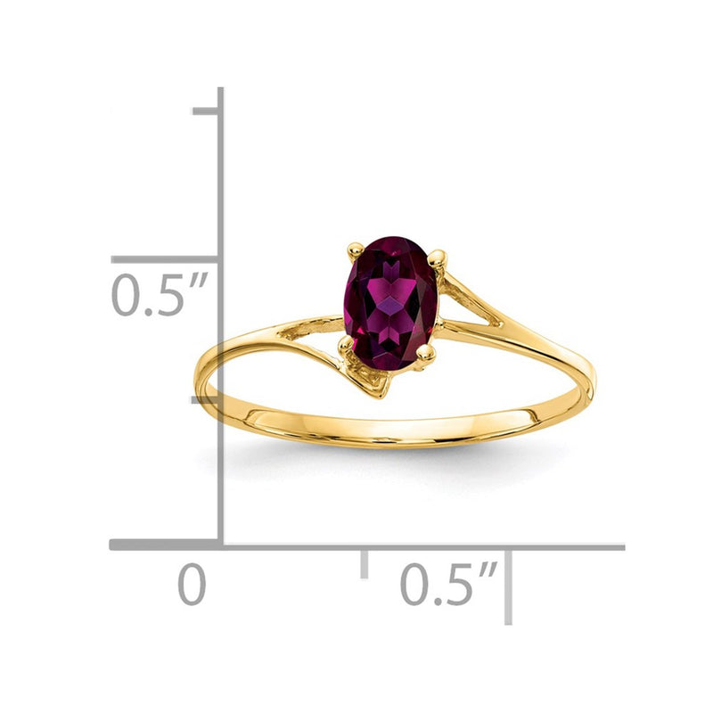 14k Yellow Gold 6x4mm Oval Rhodolite Garnet ring