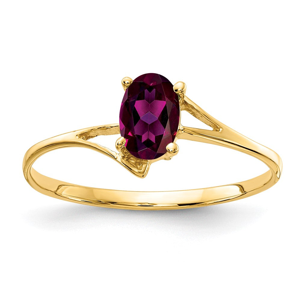 14k Yellow Gold 6x4mm Oval Rhodolite Garnet ring