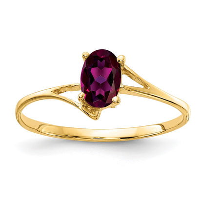 14k Yellow Gold 6x4mm Oval Rhodolite Garnet ring