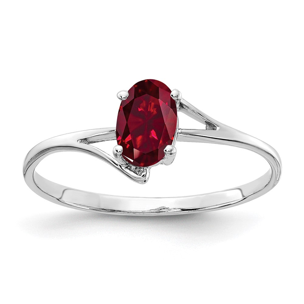 14k White Gold 6x4mm Oval Created Ruby ring