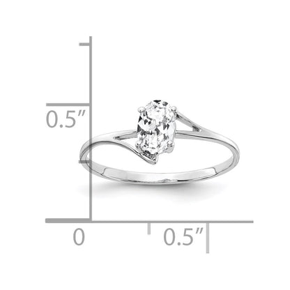 14k White Gold 6x4mm Oval Cubic Zirconia ring