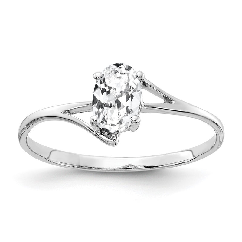 14k White Gold 6x4mm Oval Cubic Zirconia ring