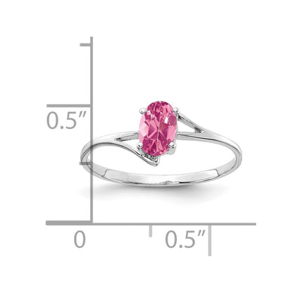 14k White Gold 6x4mm Oval Pink Tourmaline ring