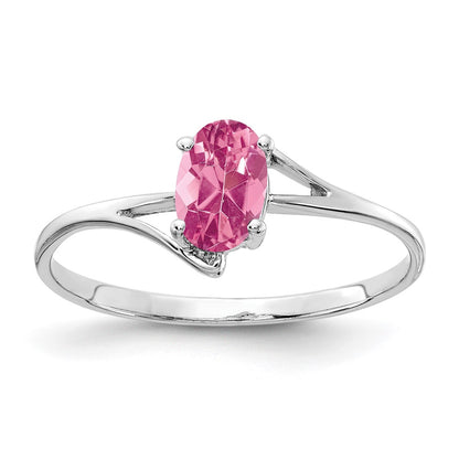 14k White Gold 6x4mm Oval Pink Tourmaline ring