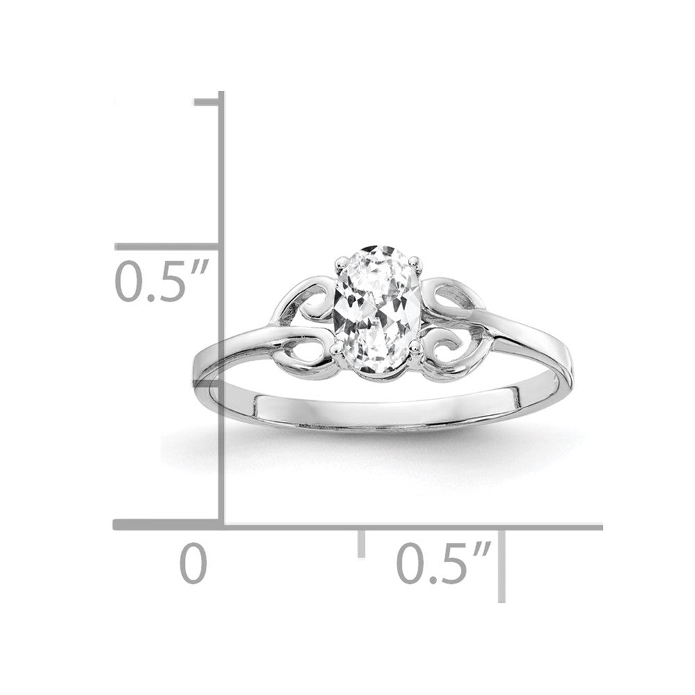 14k White Gold 6x4mm Oval Cubic Zirconia ring