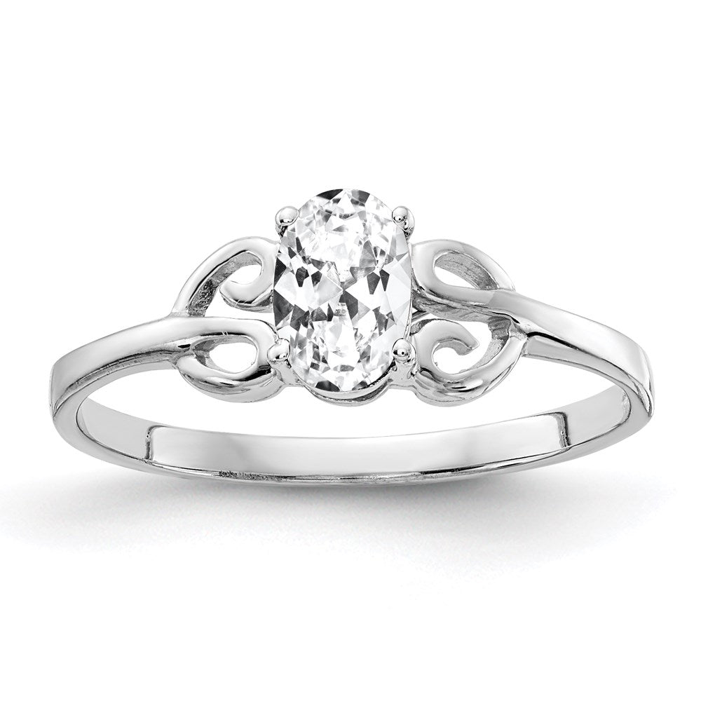 14k White Gold 6x4mm Oval Cubic Zirconia ring