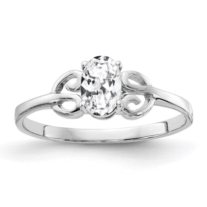 14k White Gold 6x4mm Oval Cubic Zirconia ring
