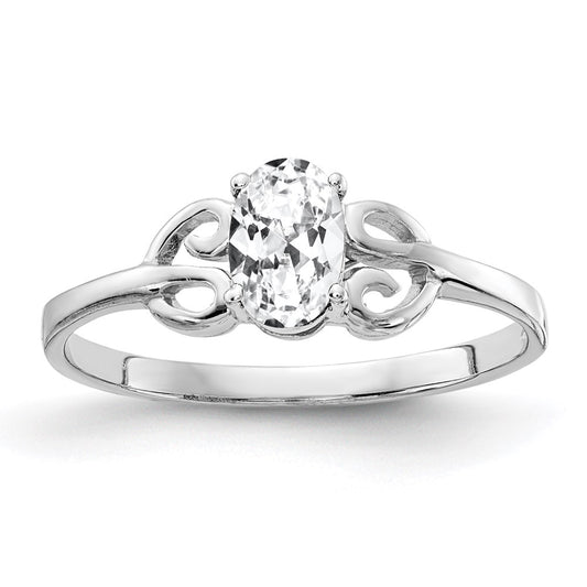 14k White Gold 6x4mm Oval Cubic Zirconia ring