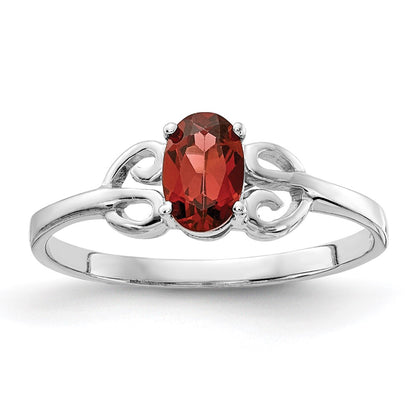 14k White Gold 6x4mm Oval Garnet ring