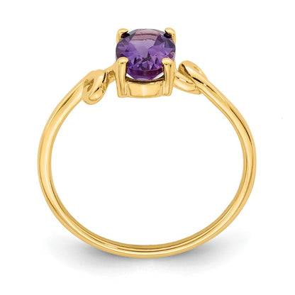 14K Yellow Gold 7x5mm Oval Amethyst ring