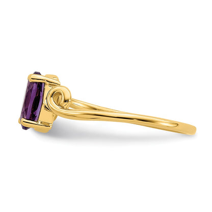 14K Yellow Gold 7x5mm Oval Amethyst ring