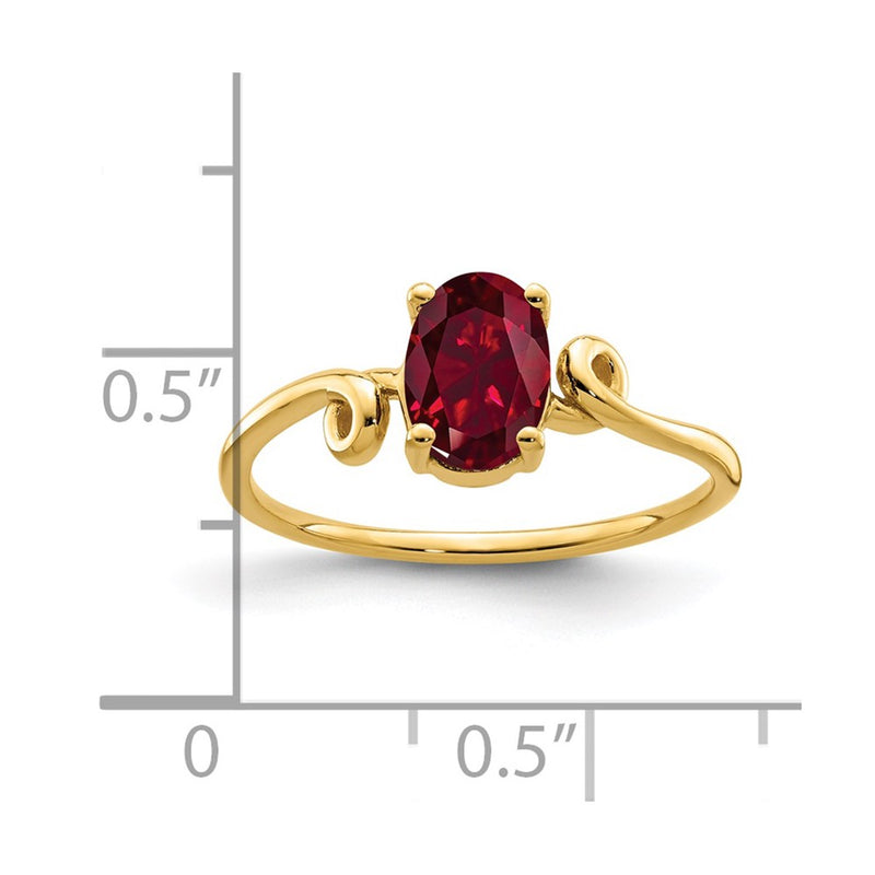 14K Yellow Gold 7x5mm Oval Created Ruby ring