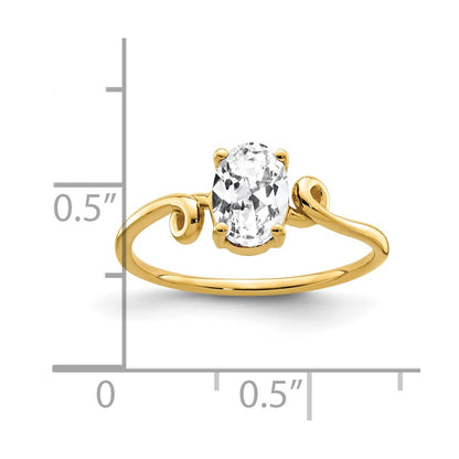 14K Yellow Gold 7x5mm Oval Cubic Zirconia ring