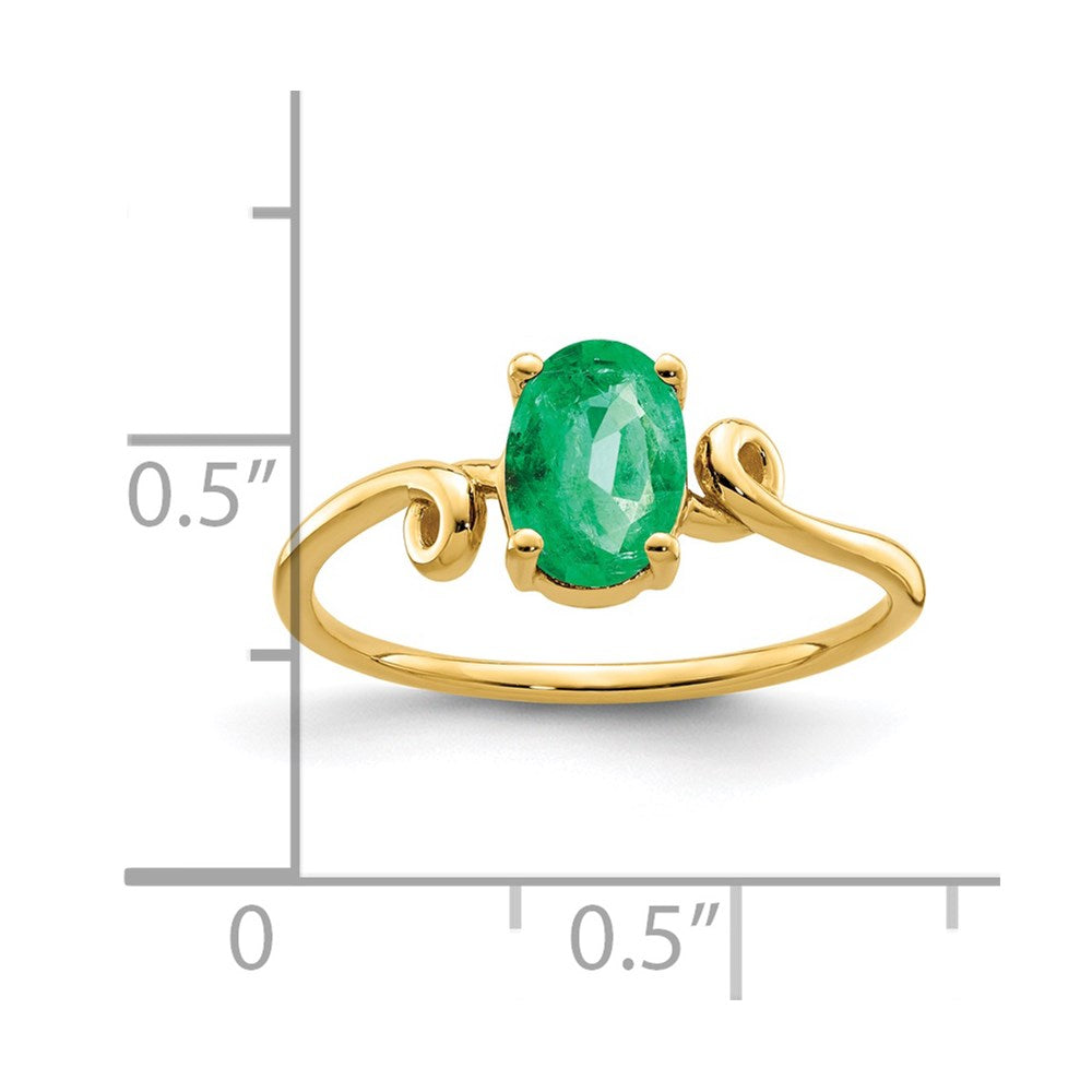 14K Yellow Gold 7x5mm Oval Emerald ring