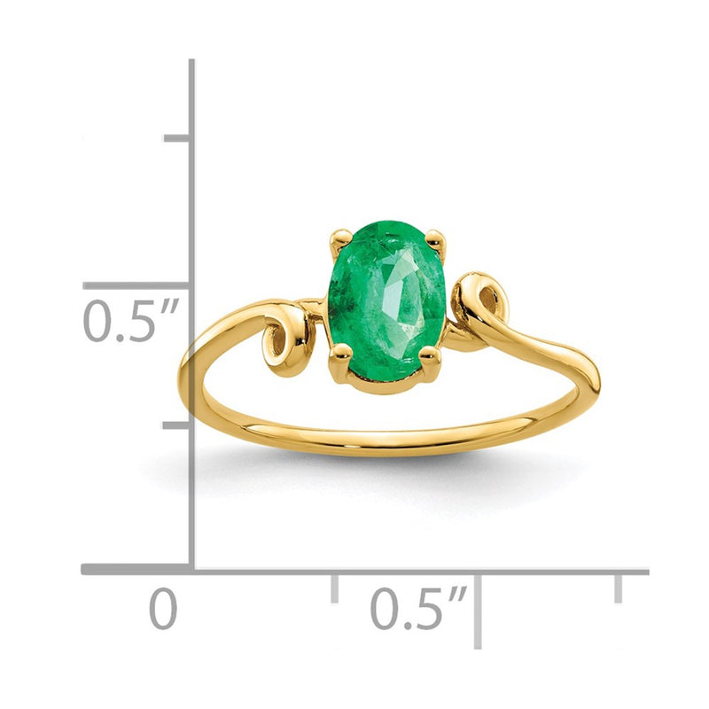 14K Yellow Gold 7x5mm Oval Emerald ring
