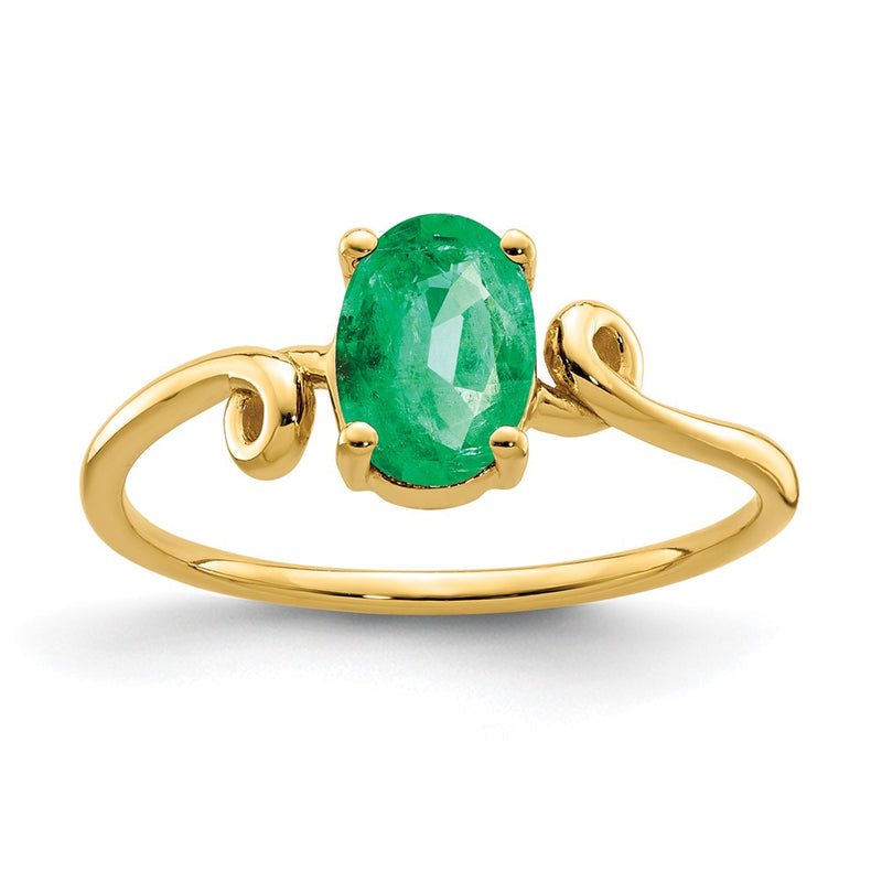 14K Yellow Gold 7x5mm Oval Emerald ring