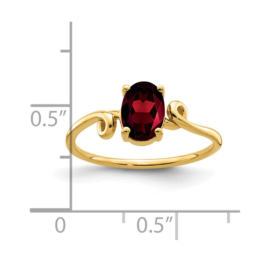 14K Yellow Gold 7x5mm Oval Garnet ring