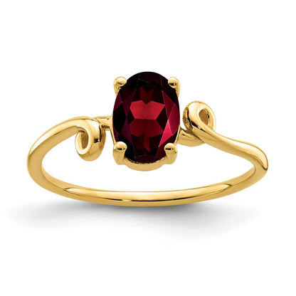 14K Yellow Gold 7x5mm Oval Garnet ring