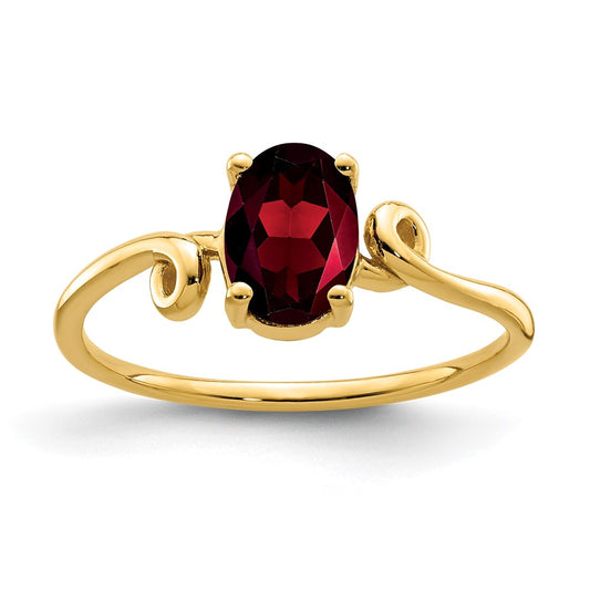 14K Yellow Gold 7x5mm Oval Garnet ring