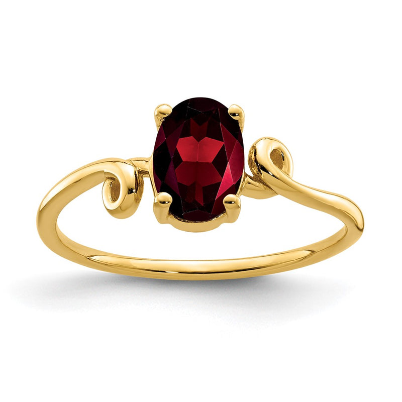 14K Yellow Gold 7x5mm Oval Garnet ring