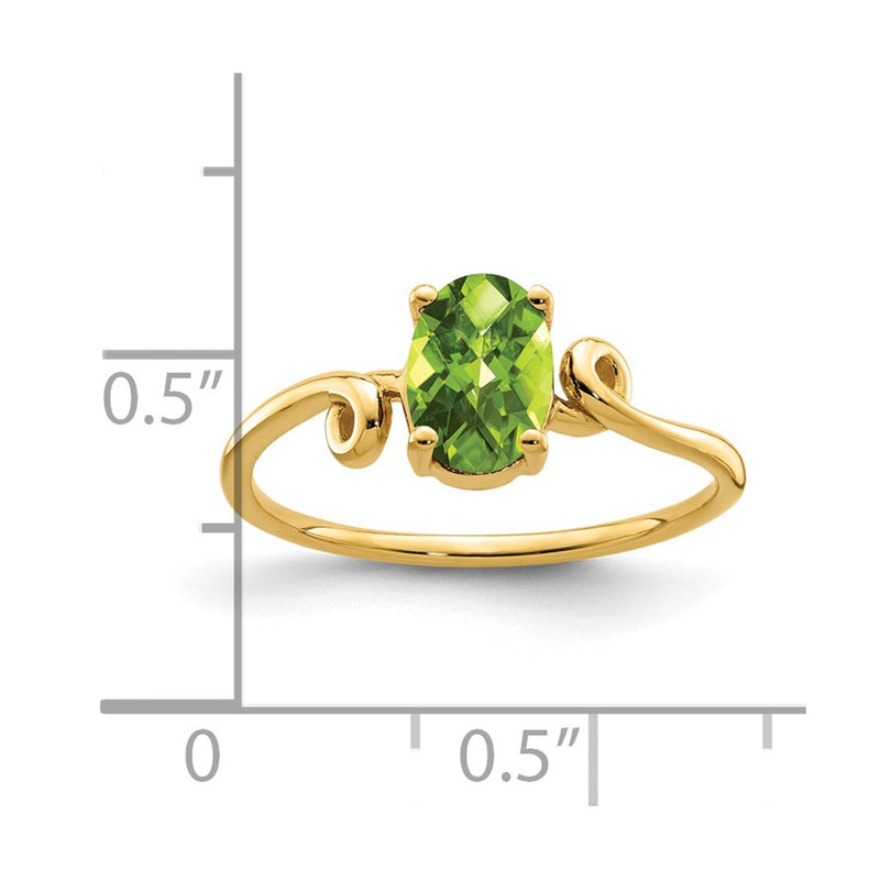 14K Yellow Gold 7x5mm Oval Peridot Checker ring