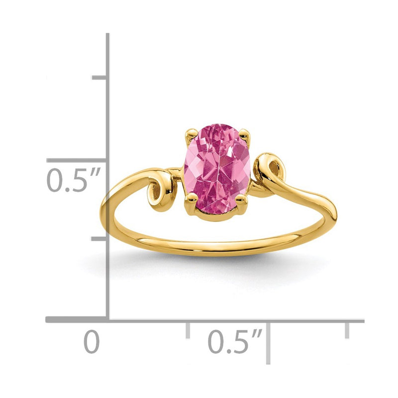 14k Yellow Gold 7x5mm Oval Pink Tourmaline Ring
