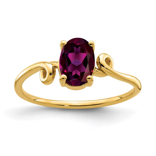 14k Yellow Gold 7x5mm Oval Rhodolite Garnet ring