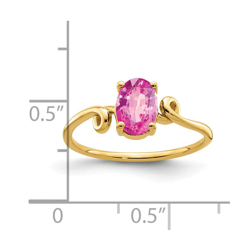 14K Yellow Gold 7x5mm Oval Pink Sapphire ring
