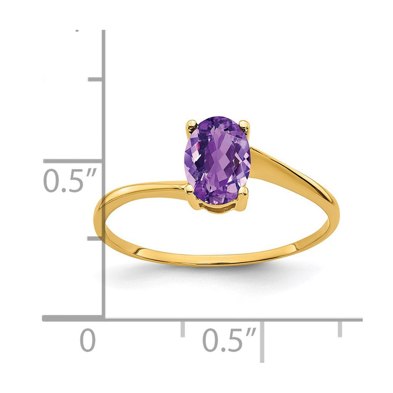 14K Yellow Gold 7x5mm Oval Amethyst ring