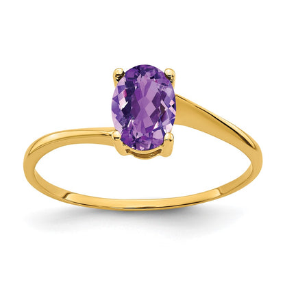 14K Yellow Gold 7x5mm Oval Amethyst ring