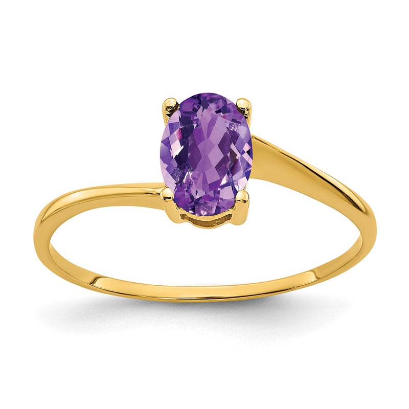 14K Yellow Gold 7x5mm Oval Amethyst ring