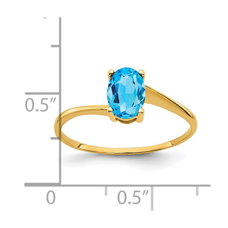 14K Yellow Gold 7x5mm Oval Blue Topaz ring