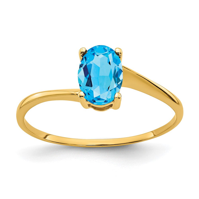 14K Yellow Gold 7x5mm Oval Blue Topaz ring