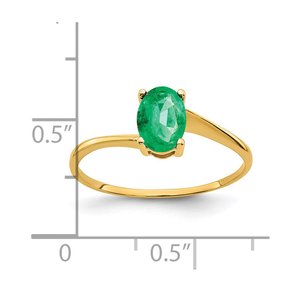 14K Yellow Gold 7x5mm Oval Emerald ring