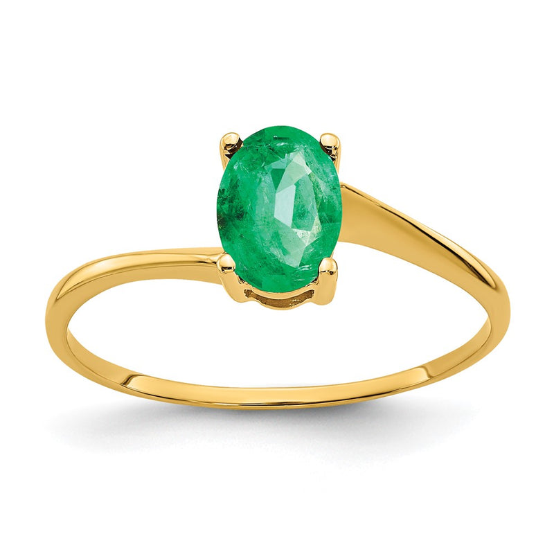 14K Yellow Gold 7x5mm Oval Emerald ring